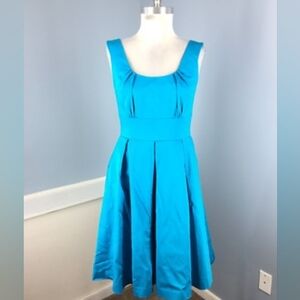 Calvin Klein Turquoise Scoop Neck Fit-and-Flare Midi Dress